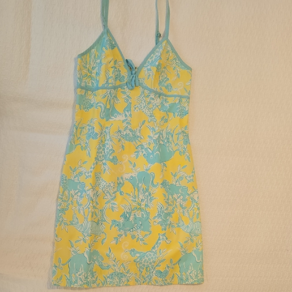 Lilly Pulitzer Yellow and Aqua Dress